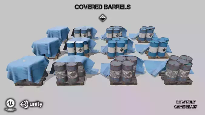 Covered barrels blue