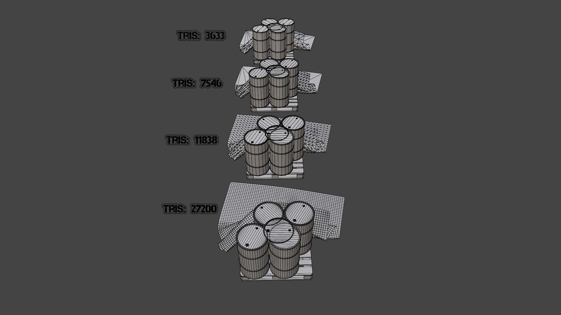 Covered barrels radiation Low-poly 3D model_18