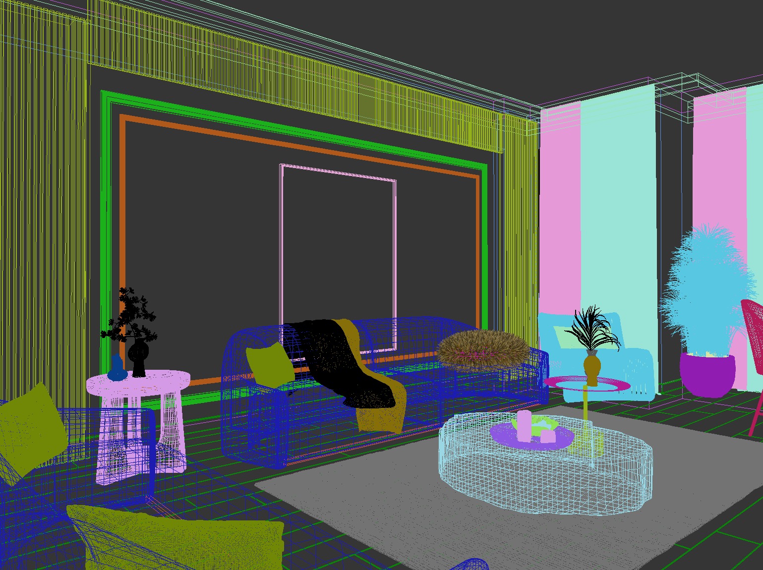 Living Room 3D Interior Scene 3D model_3