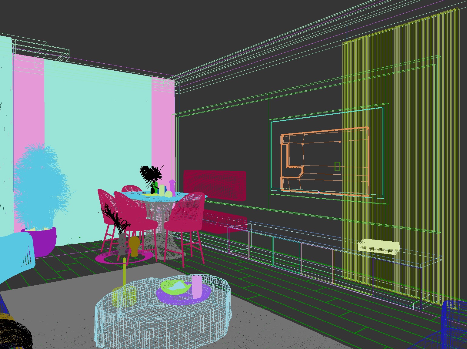 Living Room 3D Interior Scene 3D model_4