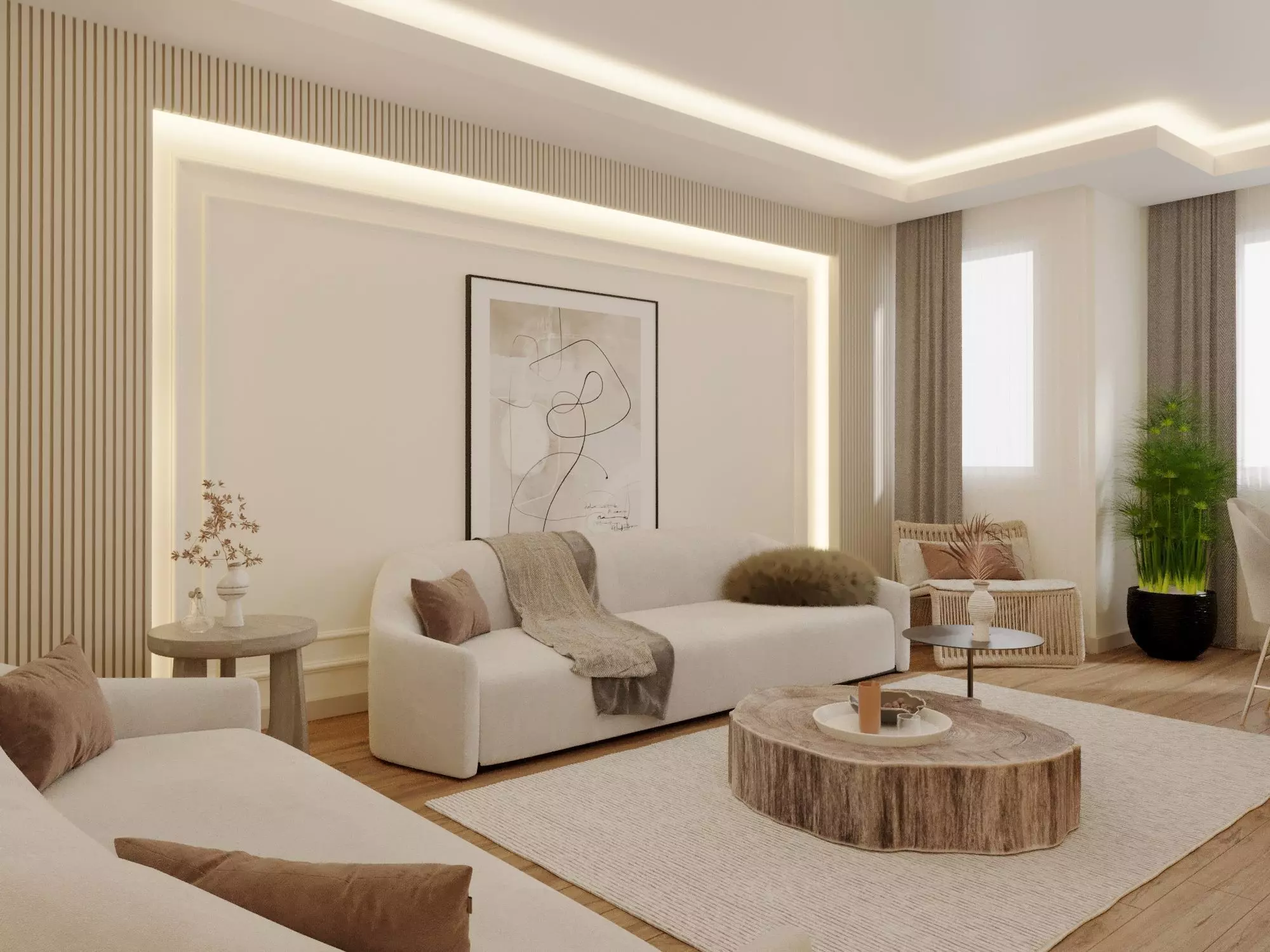 Living Room 3D Interior Scene 3D model_0