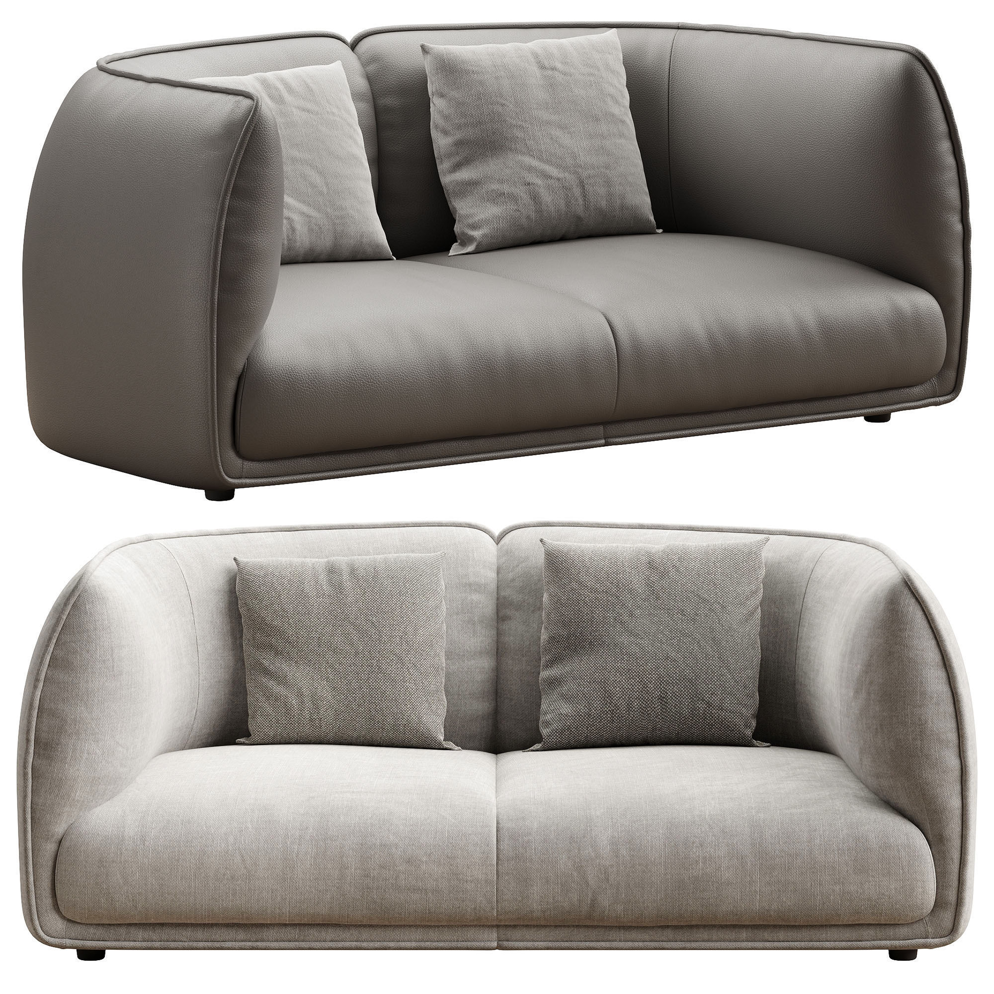 Chapman 2 Seater Fabric Sofa- Graphite Grey 3D model_24