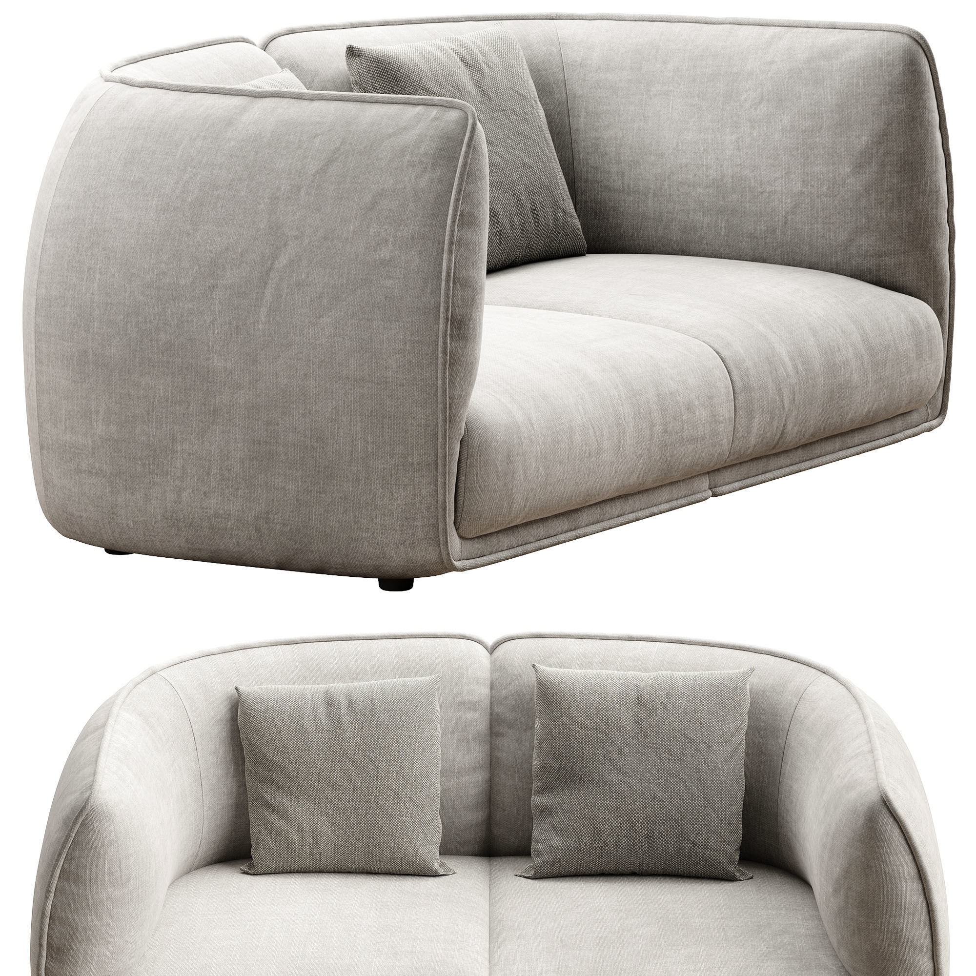 Chapman 2 Seater Fabric Sofa- Graphite Grey 3D model_19