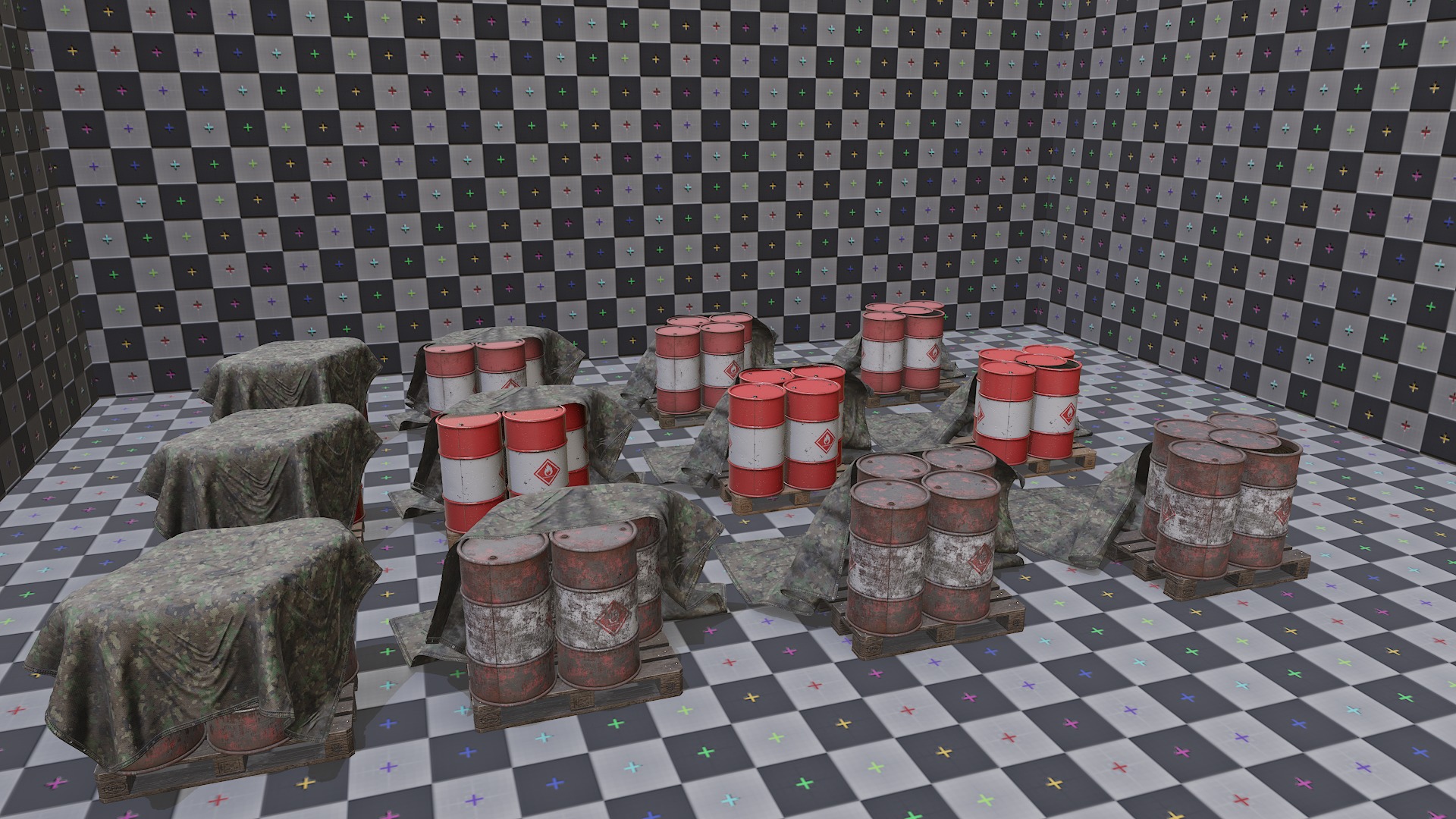 Covered barrels red Low-poly 3D model_10