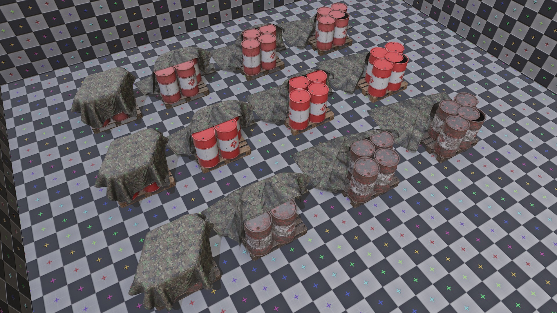 Covered barrels red Low-poly 3D model_11