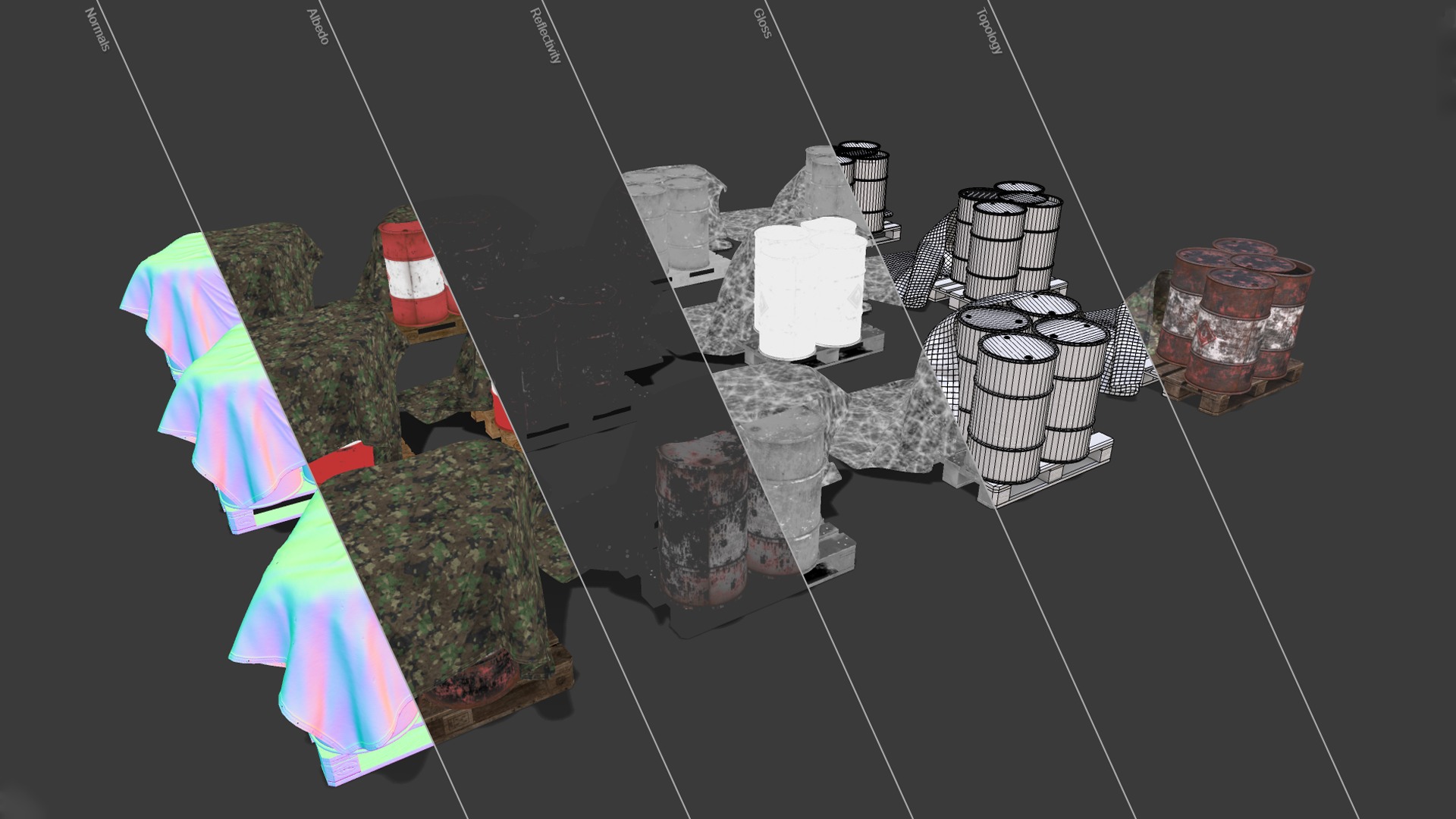 Covered barrels red Low-poly 3D model_19