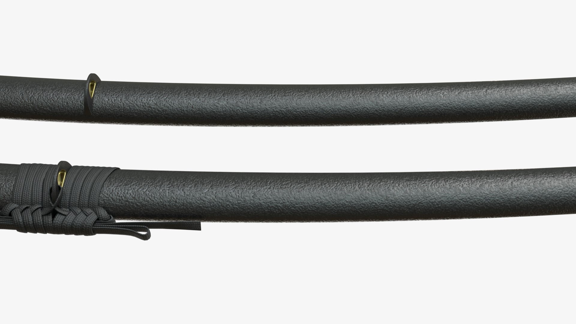 Black Katana a Saya a Sageo and Stand 3D model_9