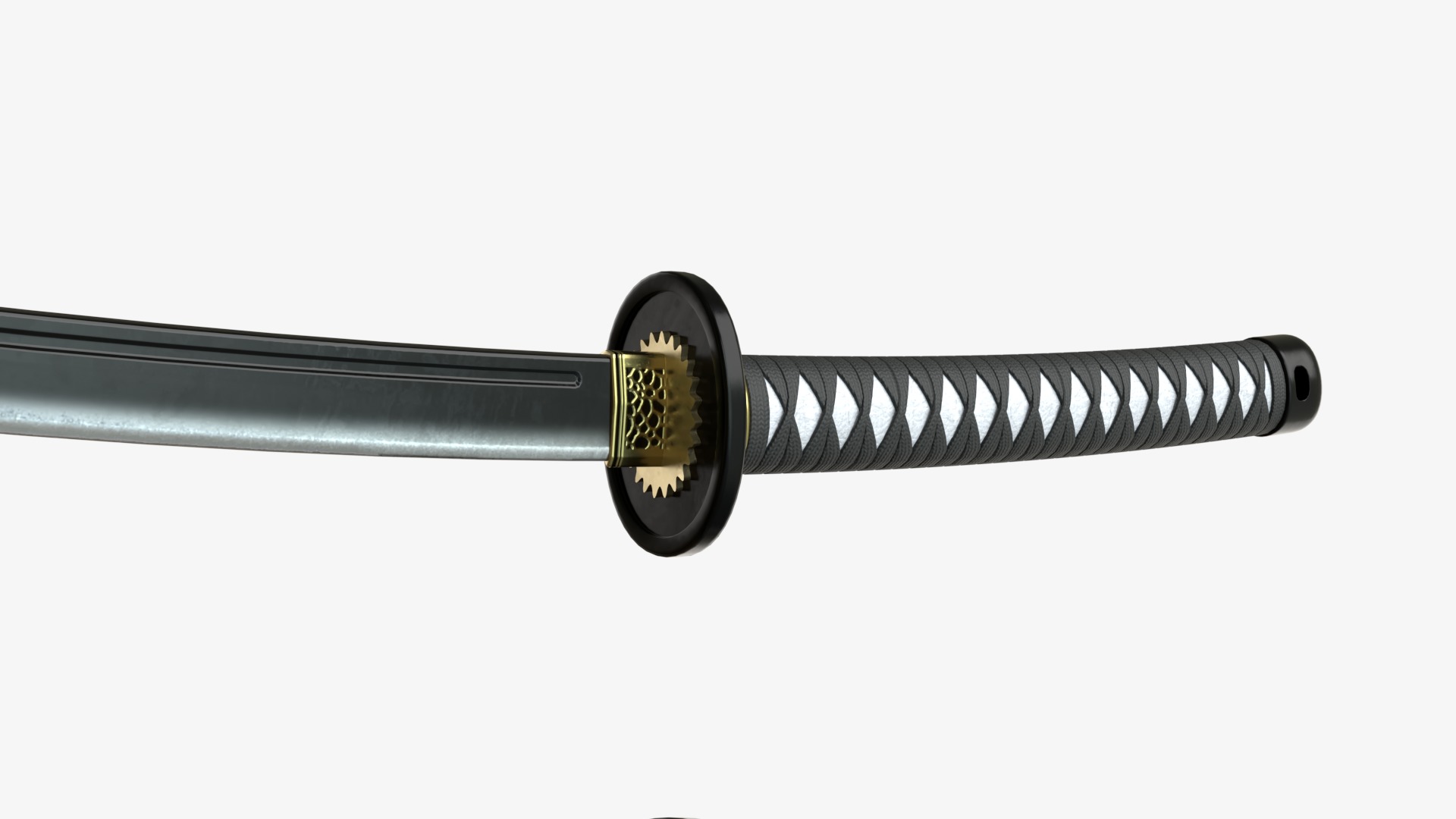 Black Katana a Saya a Sageo and Stand 3D model_6