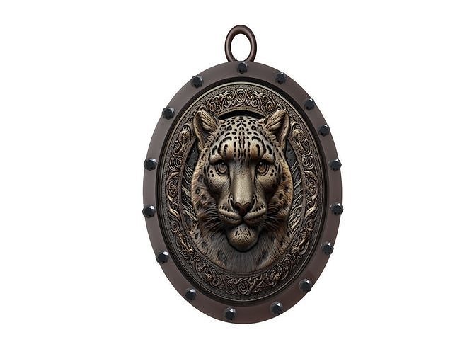 Snow Leopard Animal Pendant 3D print model