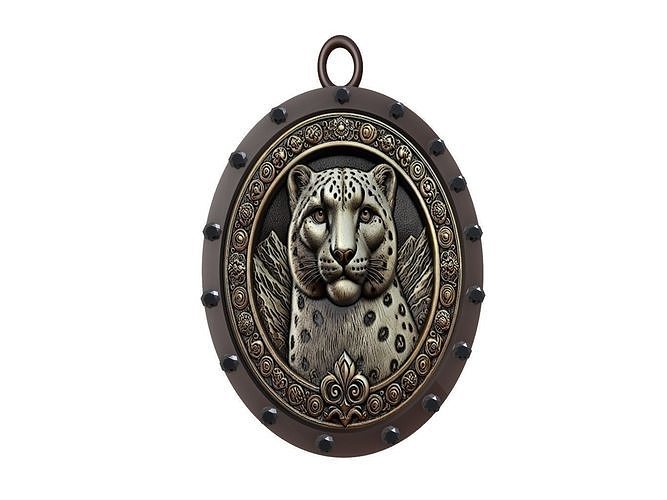 Snow Leopard Animal Pendant 3D print model