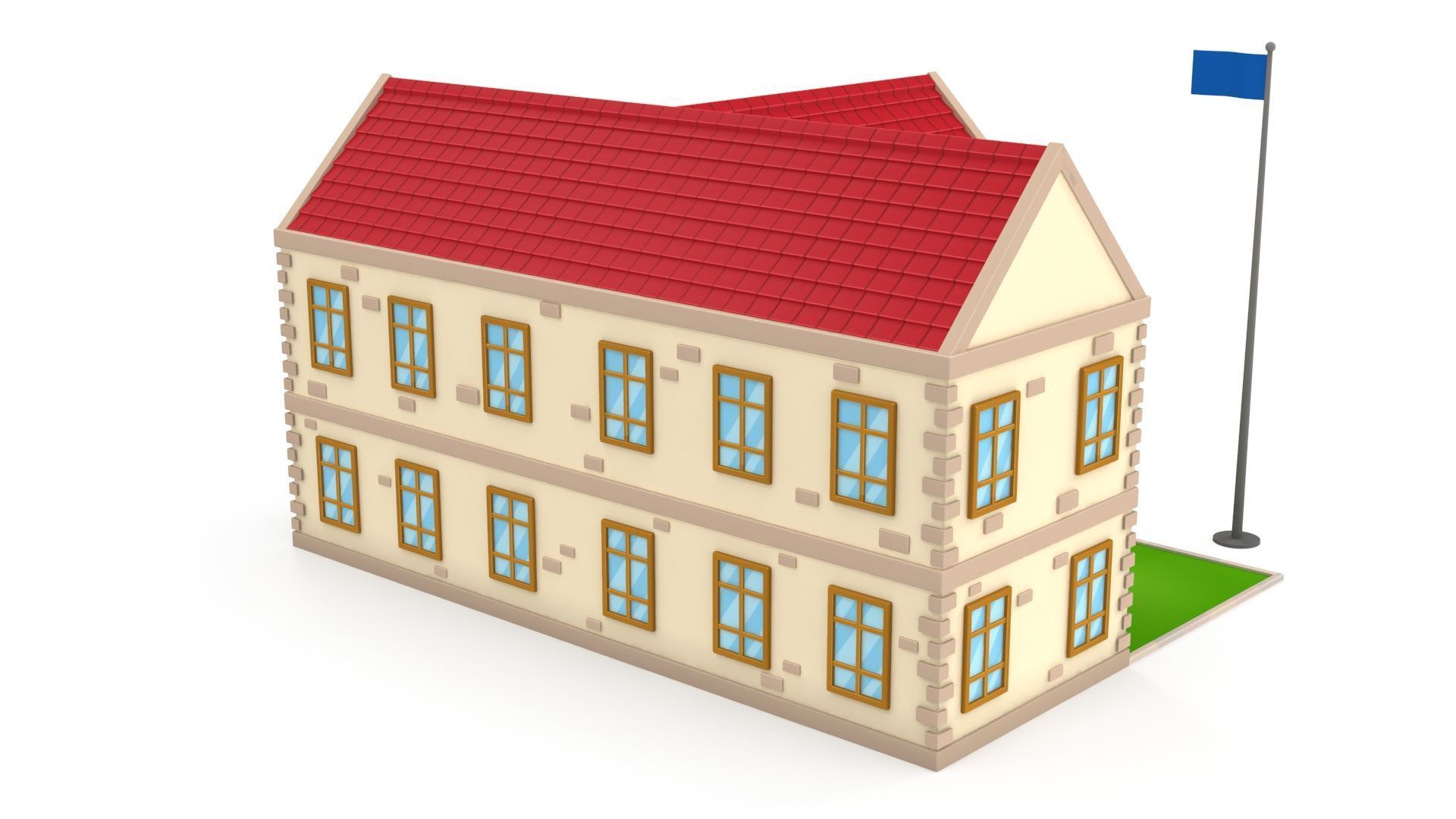 Cartoon school Low-poly 3D model_4