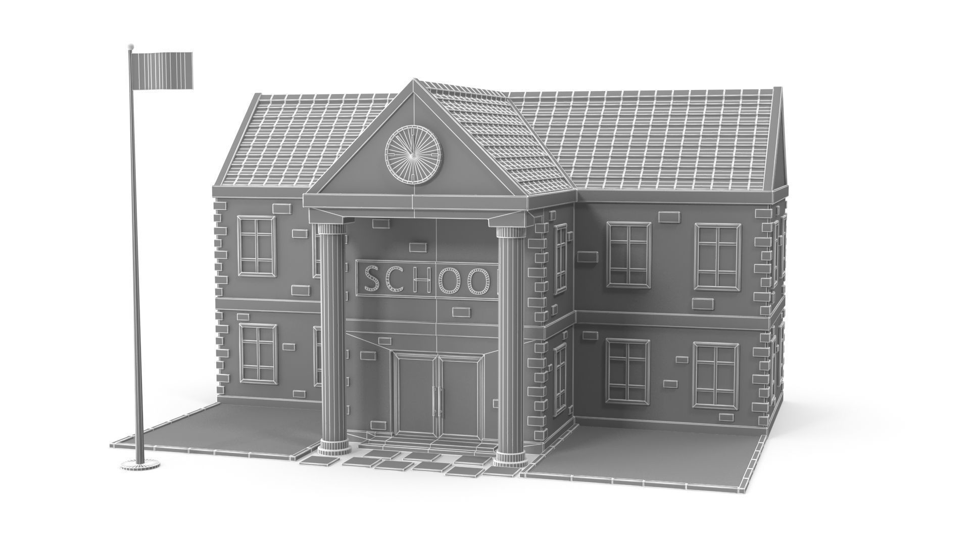 Cartoon school Low-poly 3D model_12