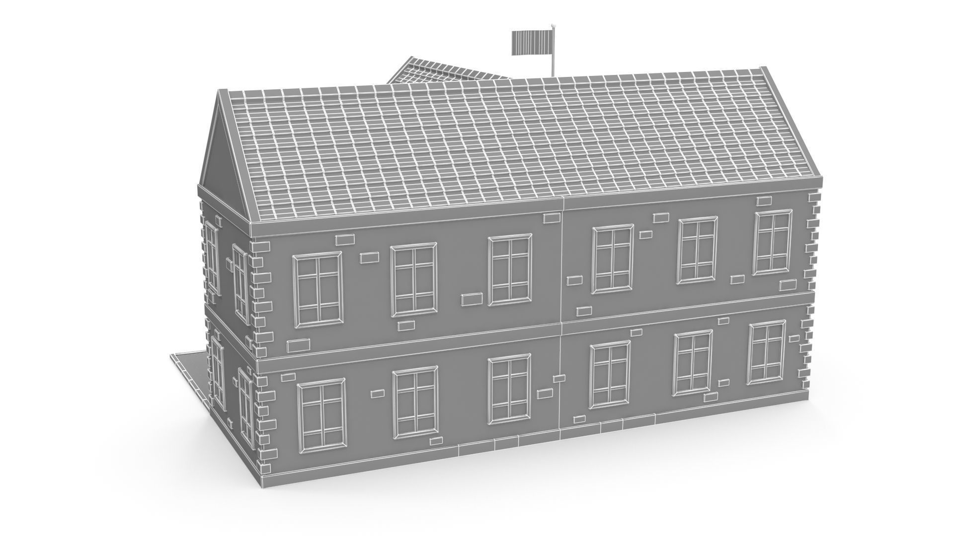 Cartoon school Low-poly 3D model_13