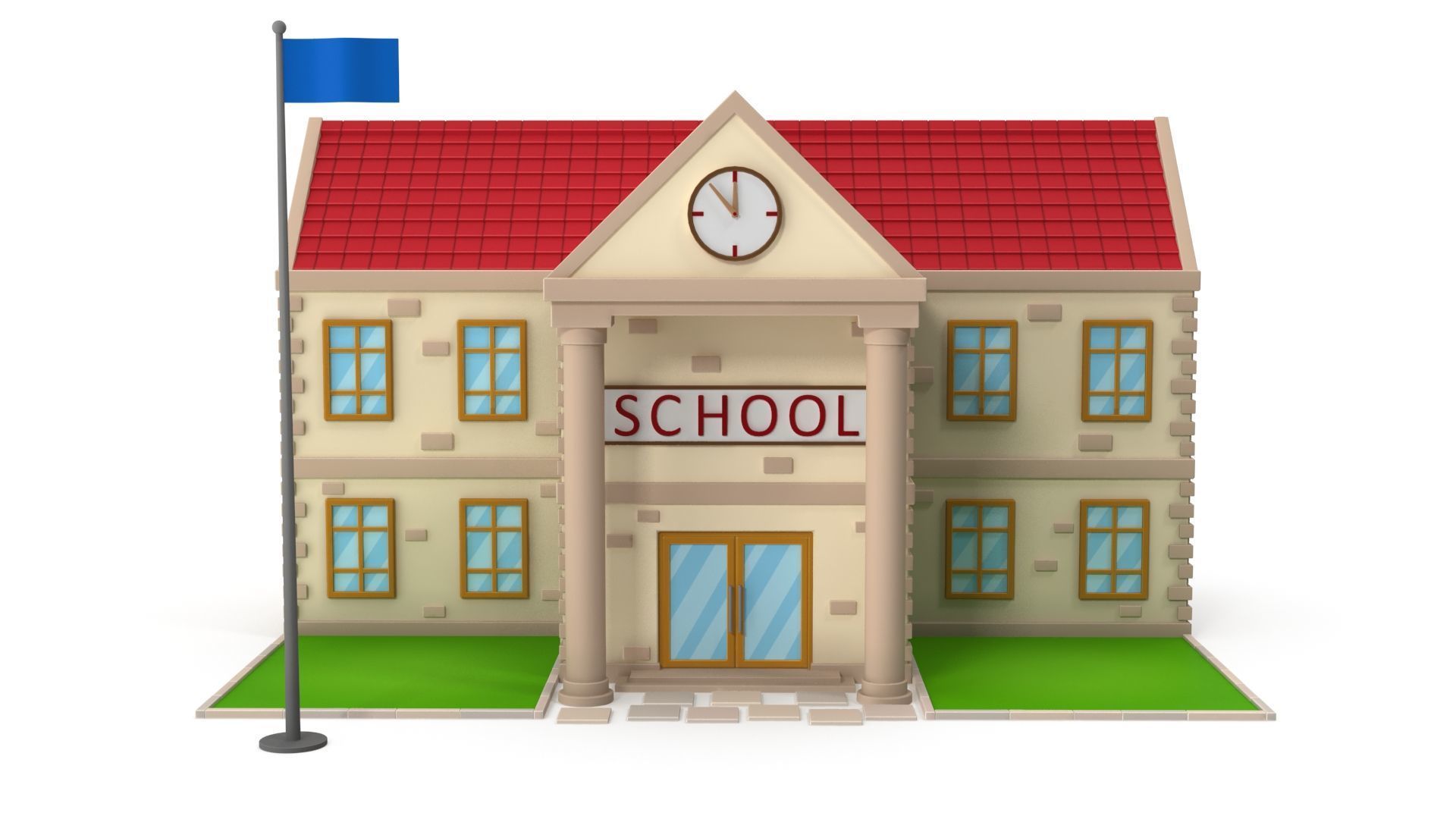 Cartoon school Low-poly 3D model_6