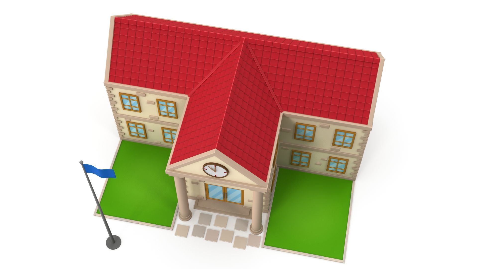 Cartoon school Low-poly 3D model_8