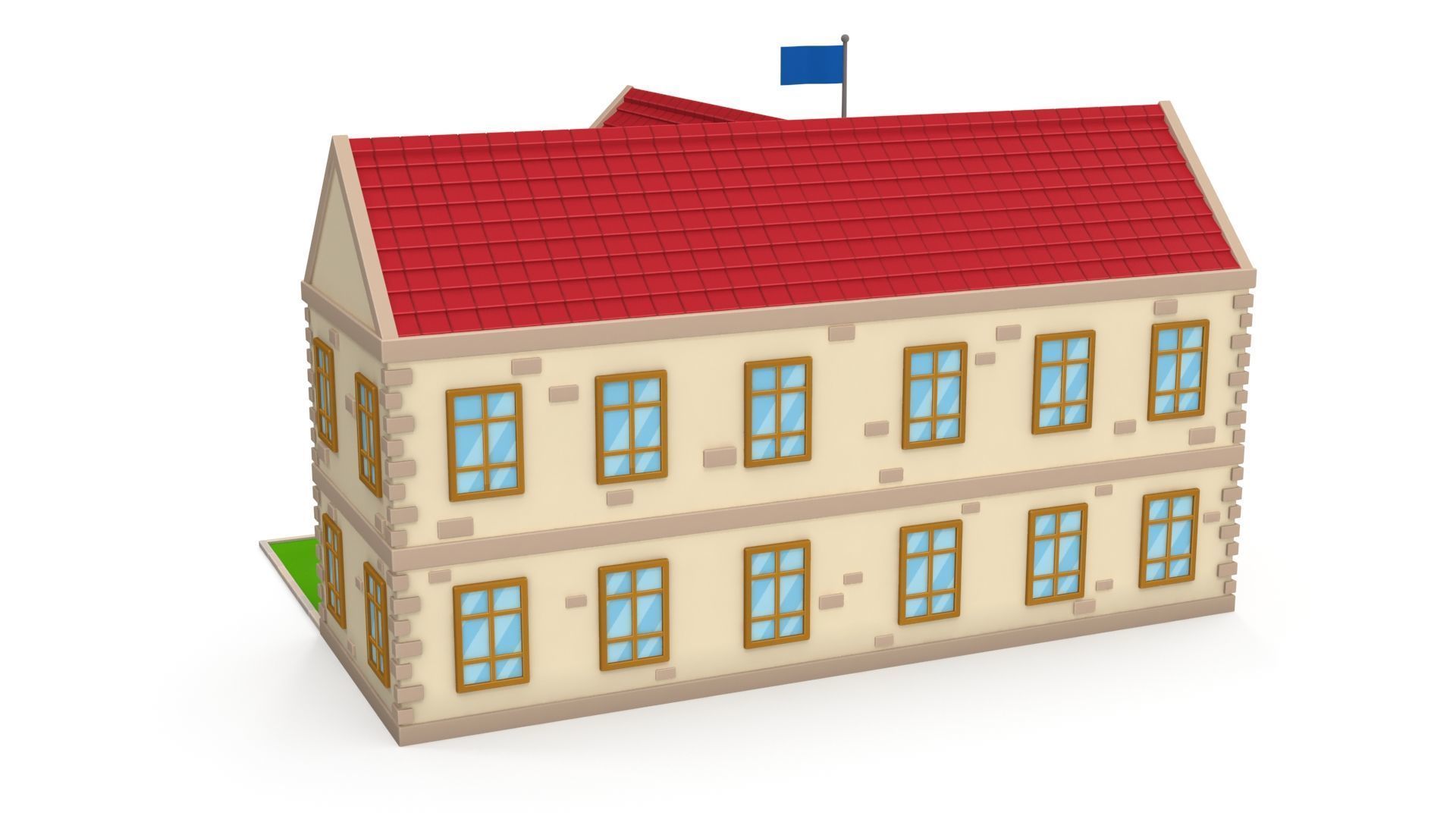 Cartoon school Low-poly 3D model_3