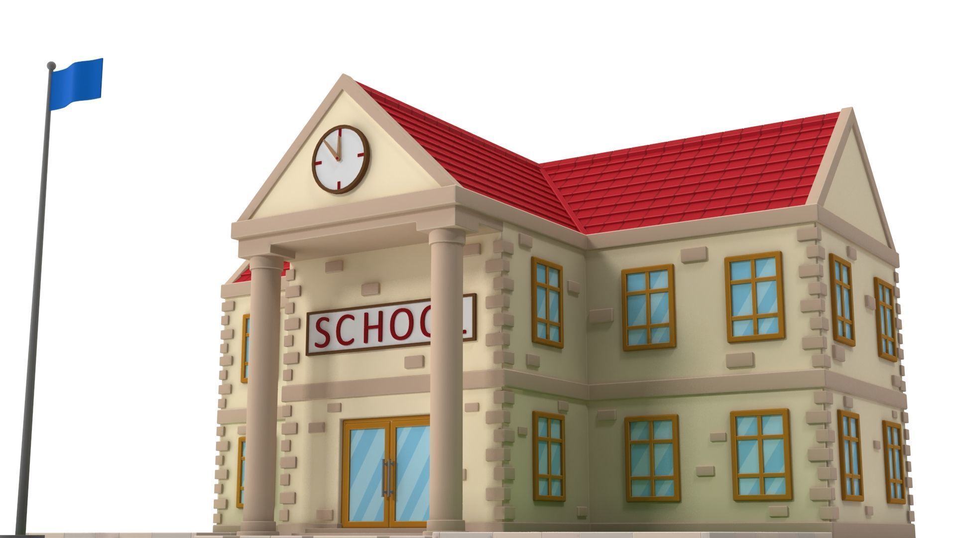 Cartoon school Low-poly 3D model_7