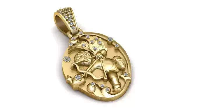 BABY PLAYING BOW PENDANT 3D PRINTABLE MODEL 