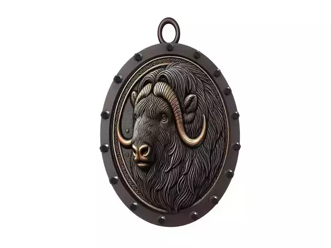 Musk Ox Animal Pendant