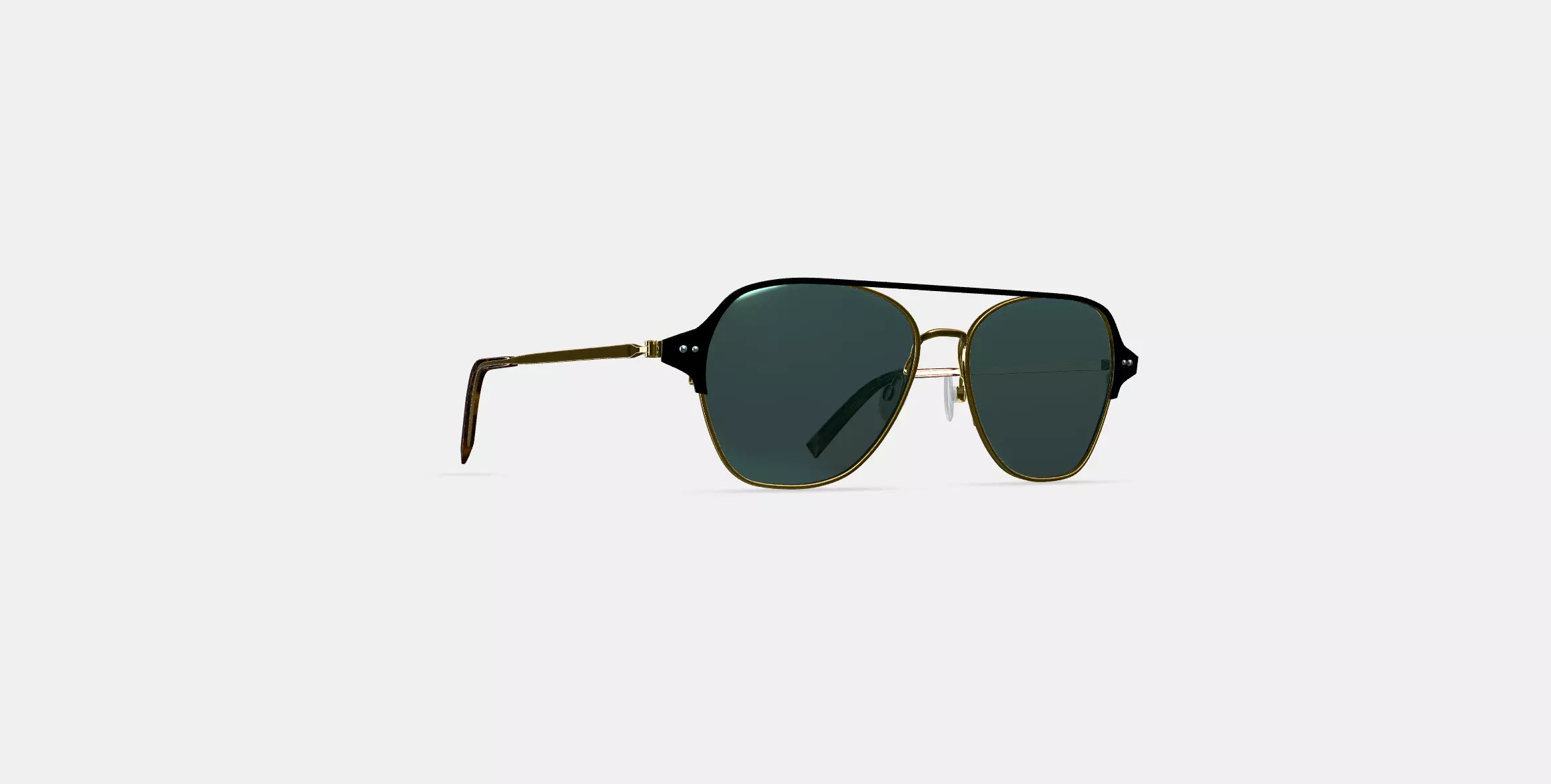 Corson Sunglasses in Jet Black with Polished Gold 3D model_0