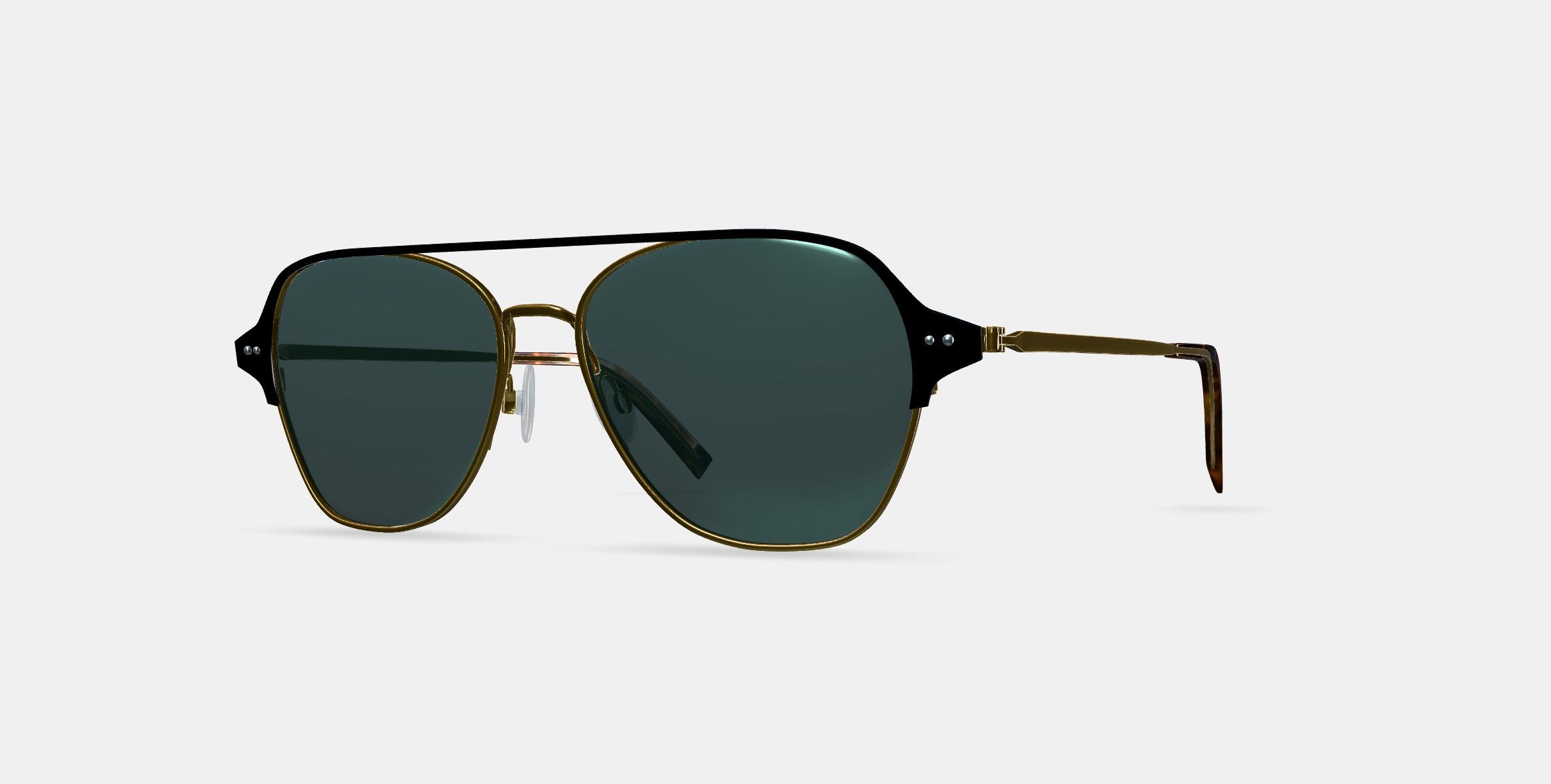 Corson Sunglasses in Jet Black with Polished Gold 3D model_13