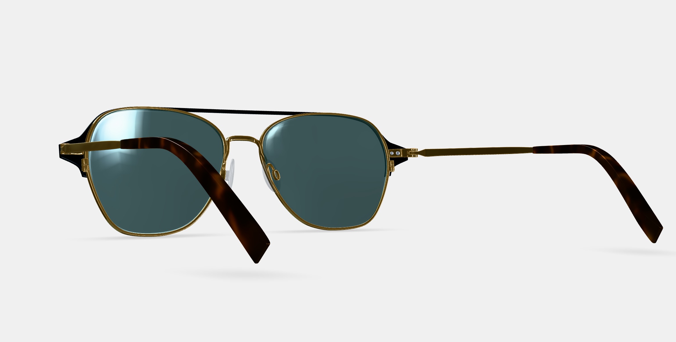 Corson Sunglasses in Jet Black with Polished Gold 3D model_2
