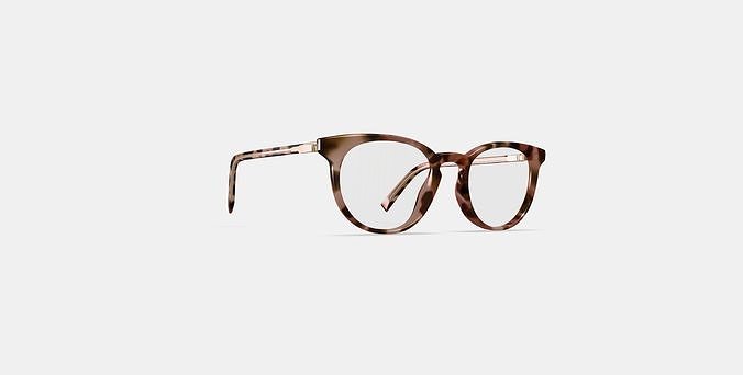 Sadie Eyeglasses in Sesame Tortoise with Polished Gold 3D model