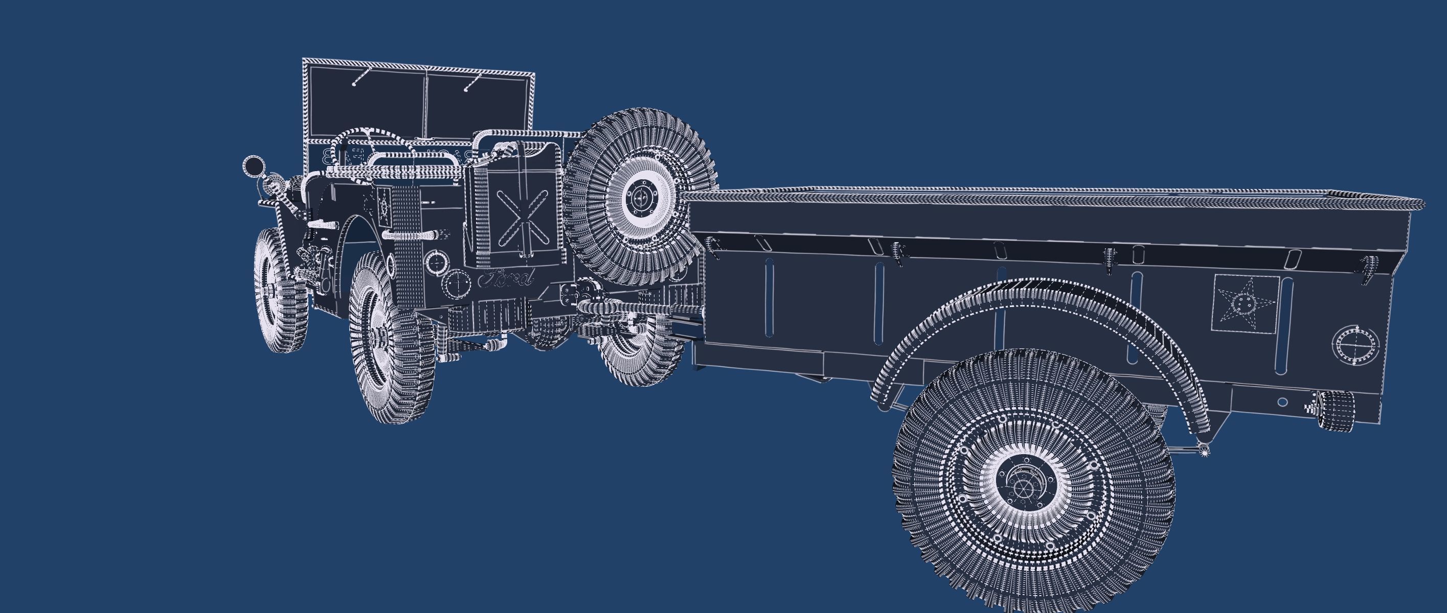 WW2 jeep with trailer 3D model_50