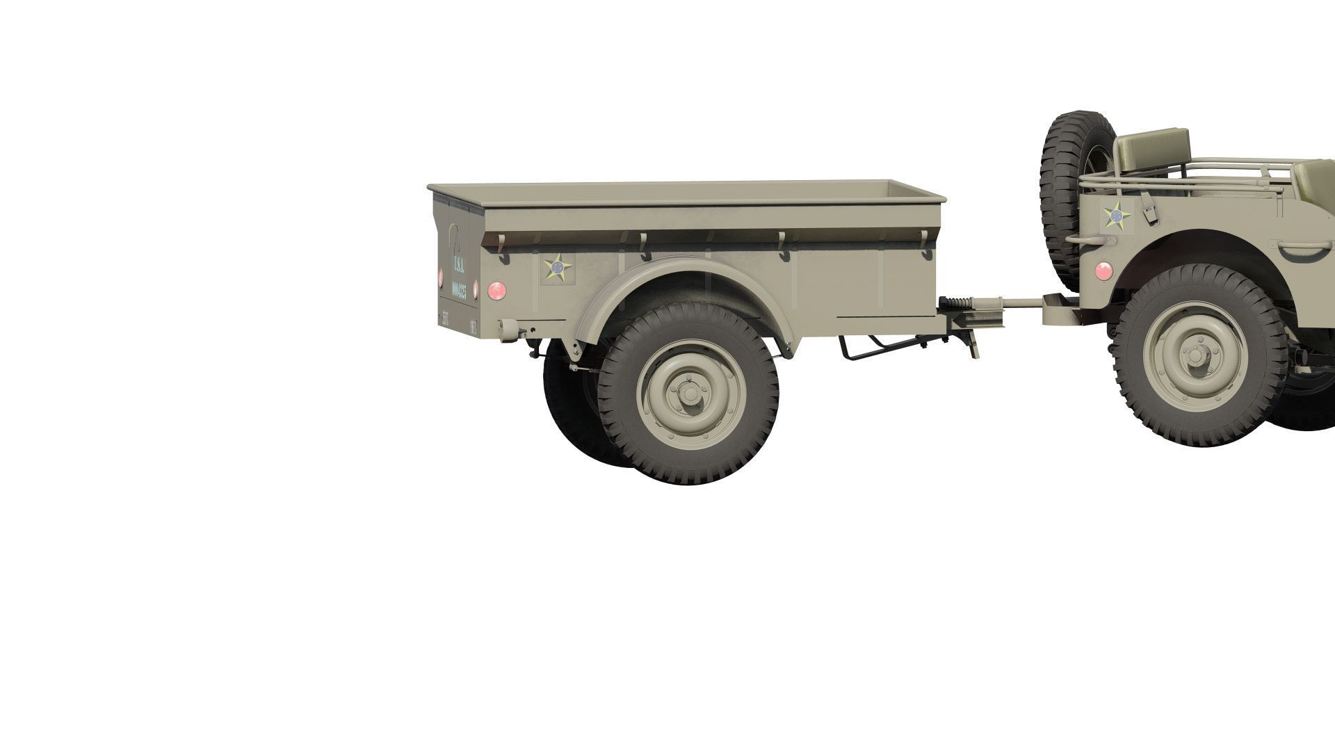 WW2 jeep with trailer 3D model_18