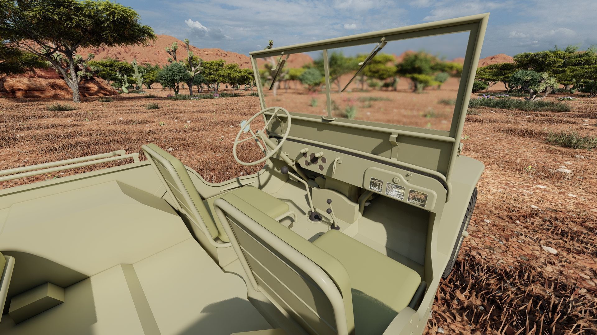 WW2 jeep with trailer 3D model_30