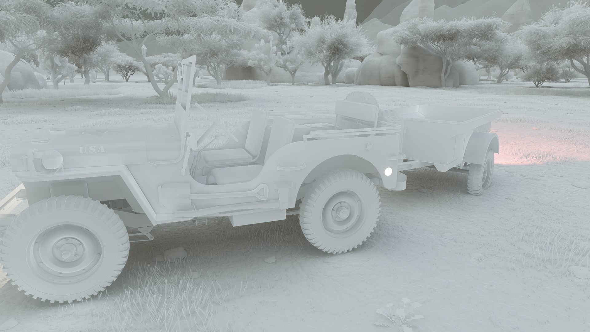WW2 jeep with trailer 3D model_41
