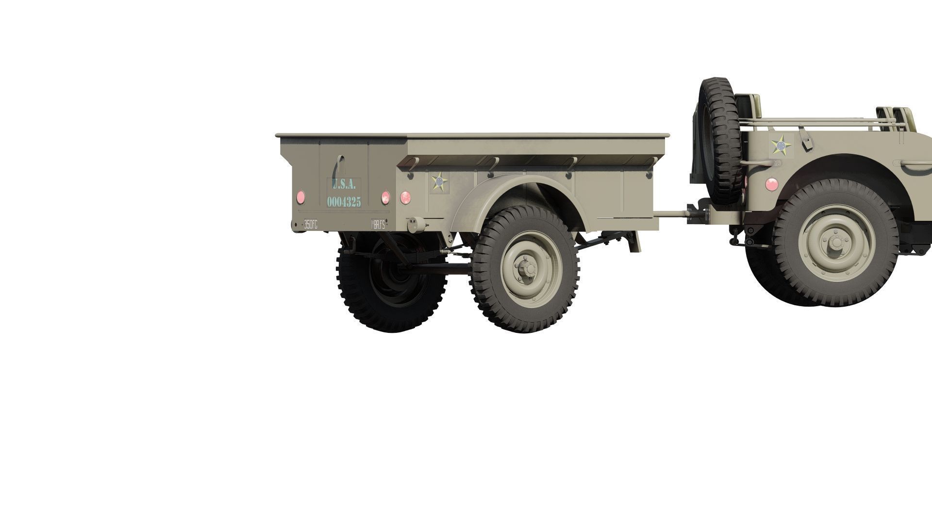 WW2 jeep with trailer 3D model_17