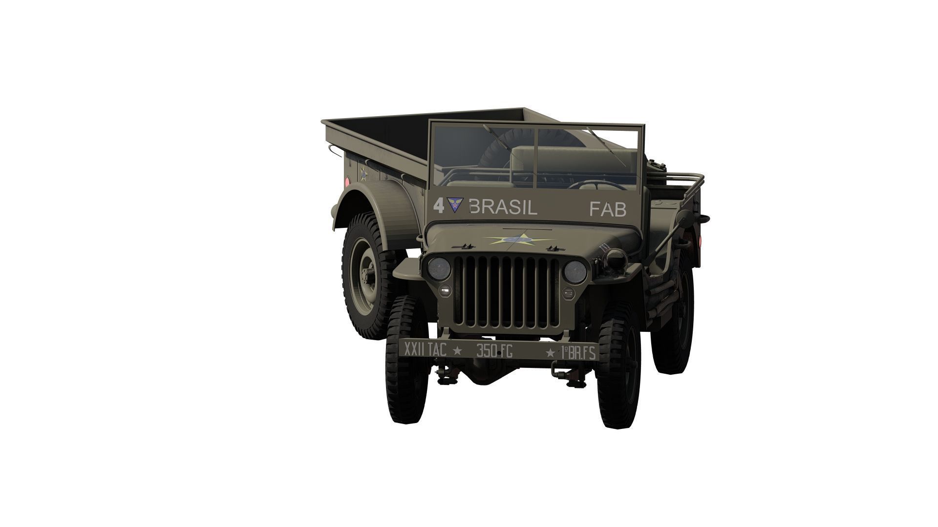 WW2 jeep with trailer 3D model_2