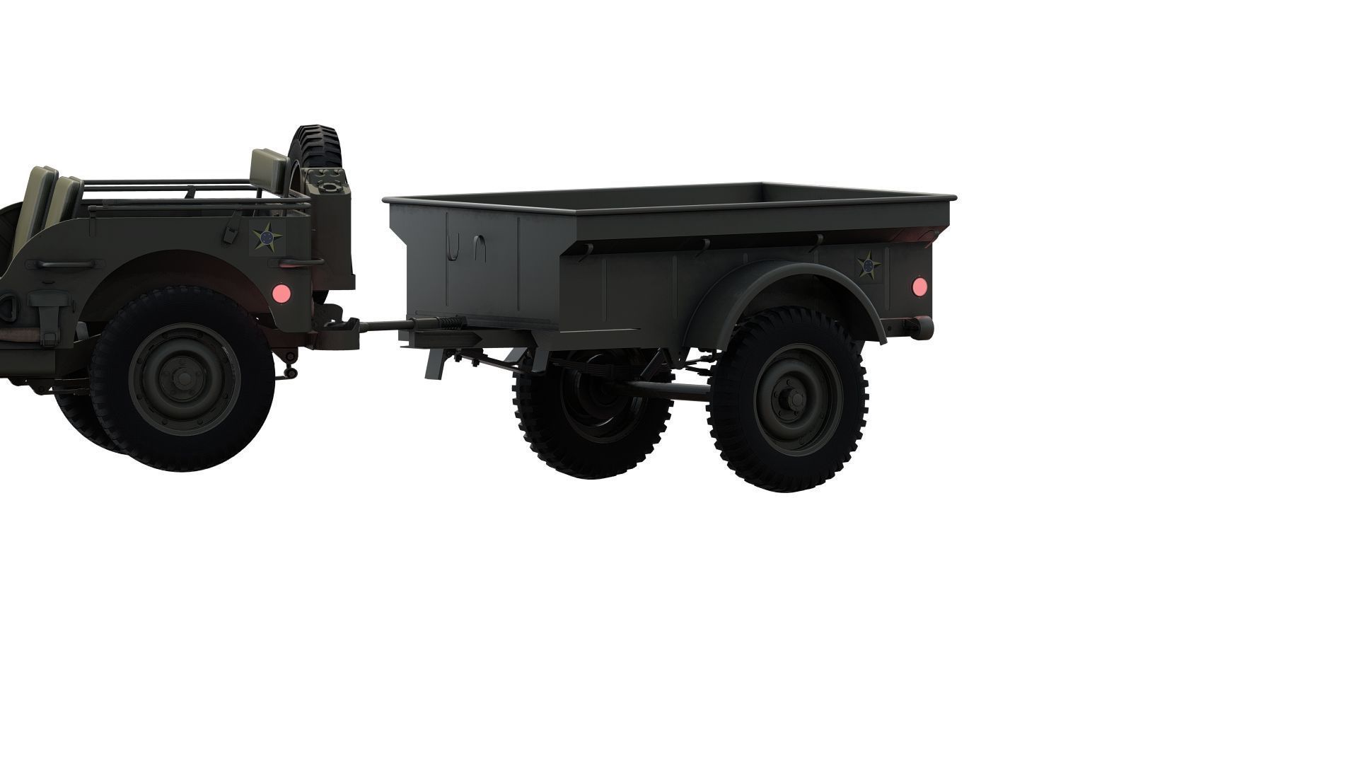 WW2 jeep with trailer 3D model_8