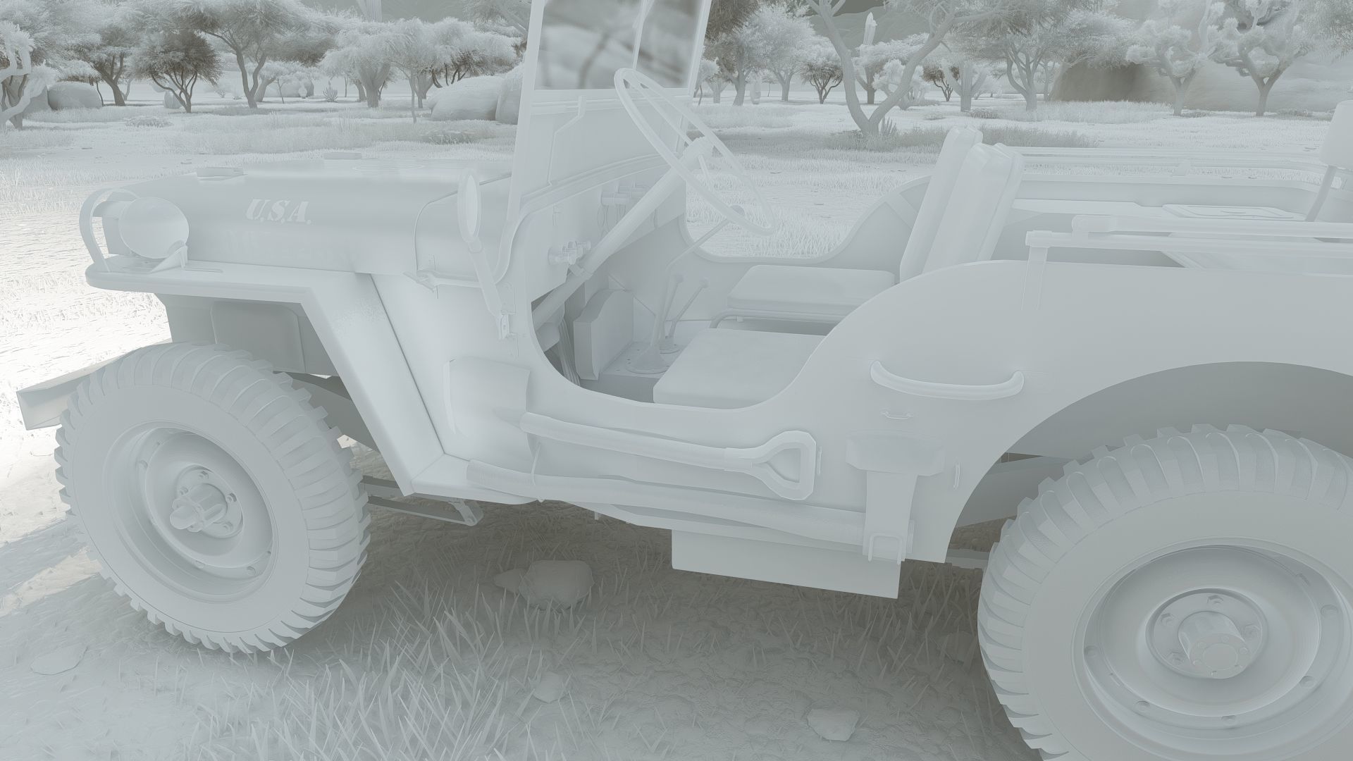 WW2 jeep with trailer 3D model_42