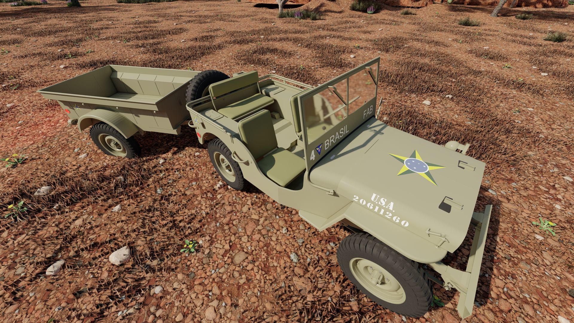WW2 jeep with trailer 3D model_31