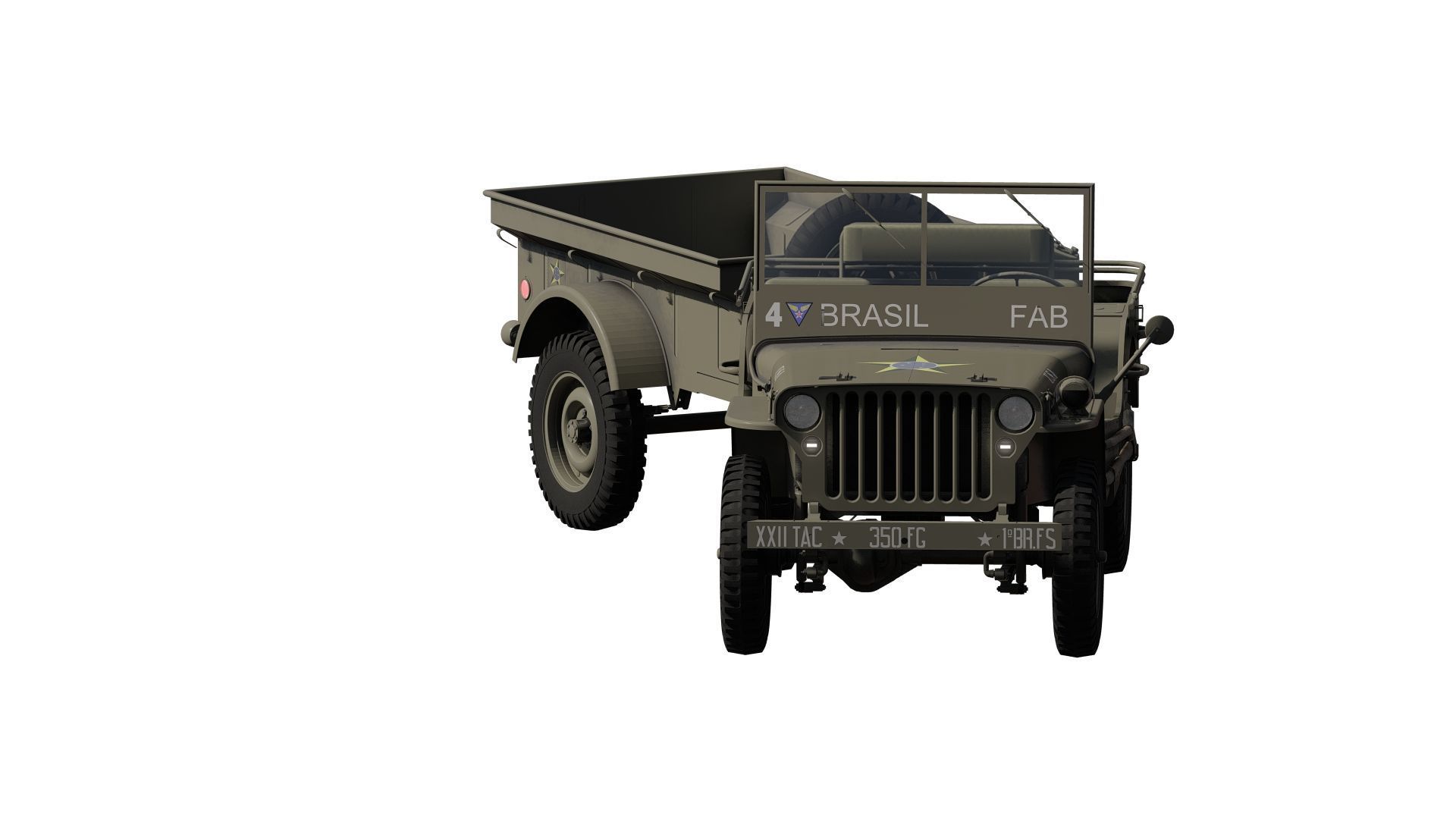 WW2 jeep with trailer 3D model_1
