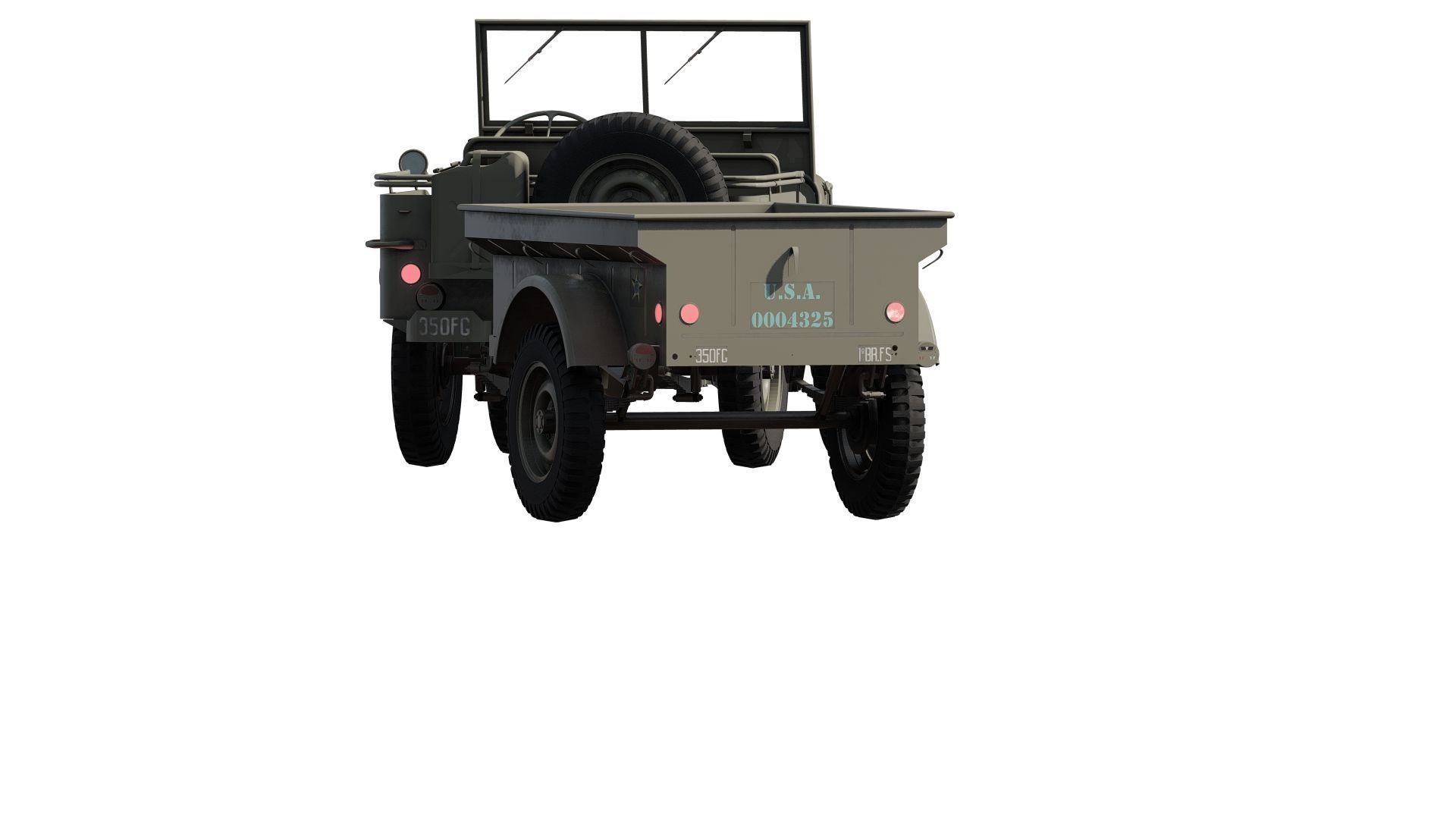 WW2 jeep with trailer 3D model_13