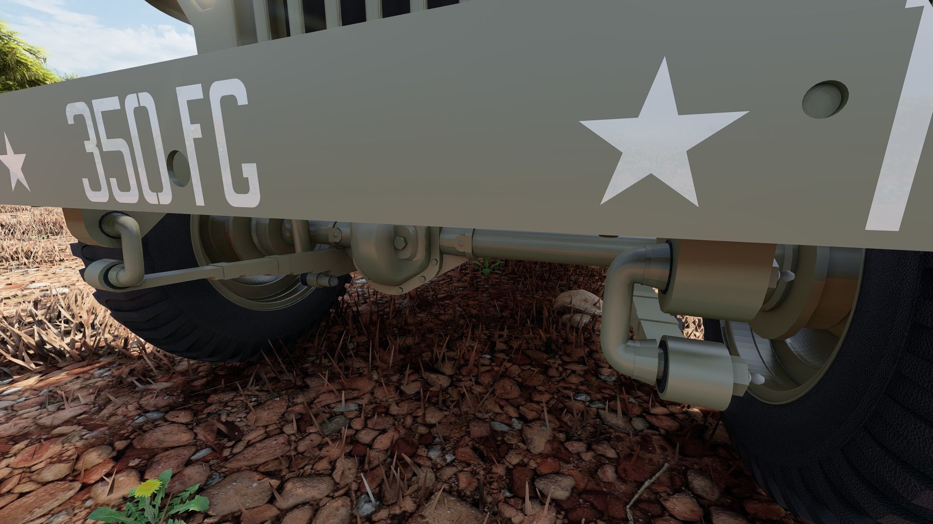 WW2 jeep with trailer 3D model_33