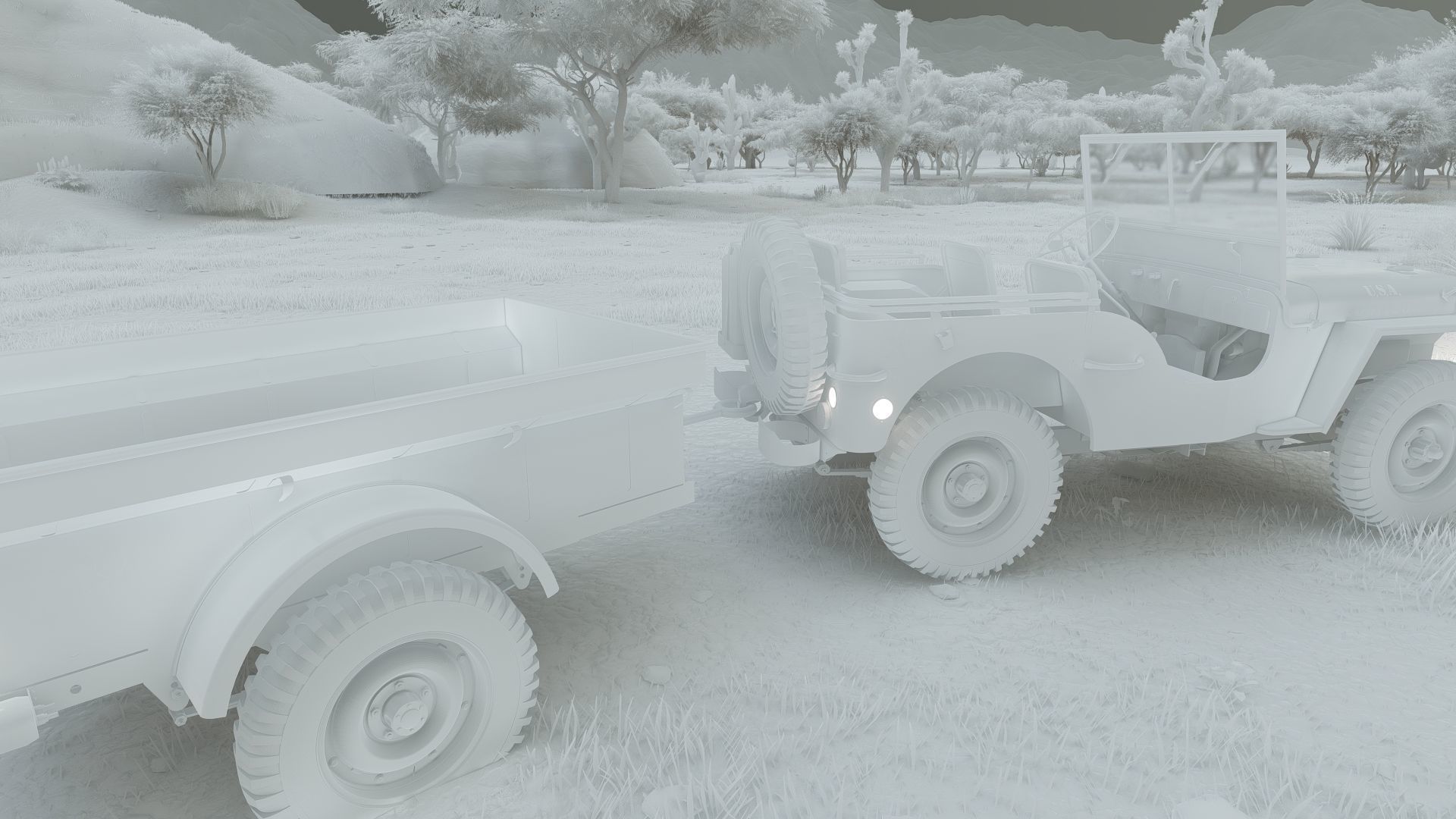 WW2 jeep with trailer 3D model_46