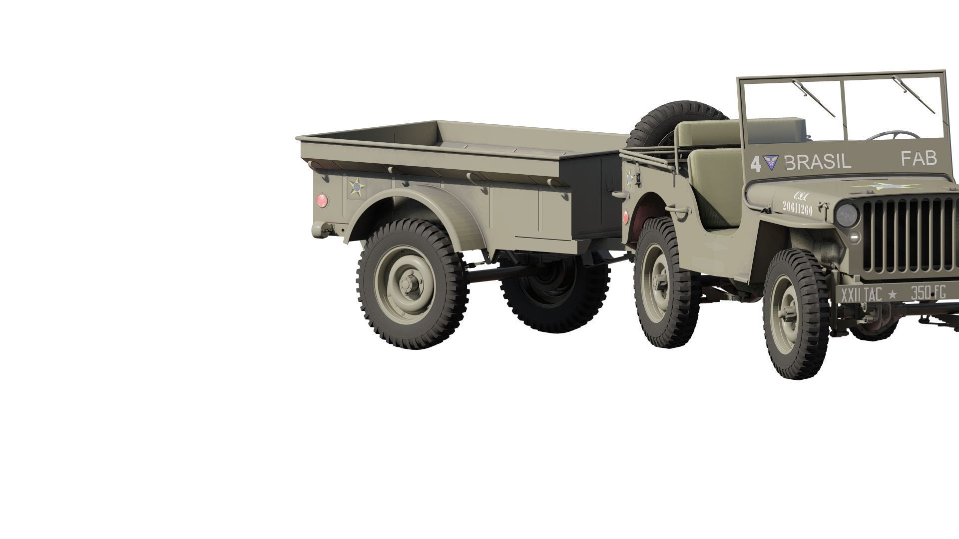 WW2 jeep with trailer 3D model_20