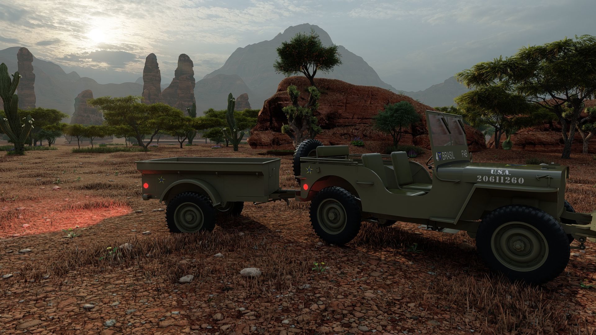 WW2 jeep with trailer 3D model_39