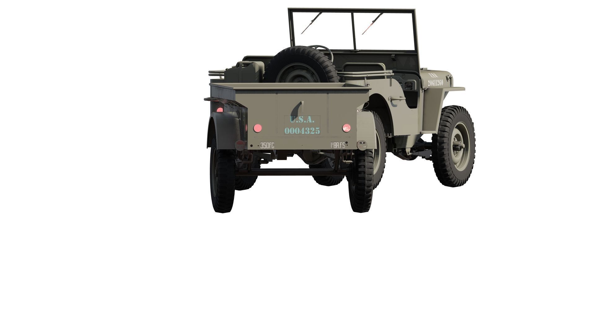 WW2 jeep with trailer 3D model_14