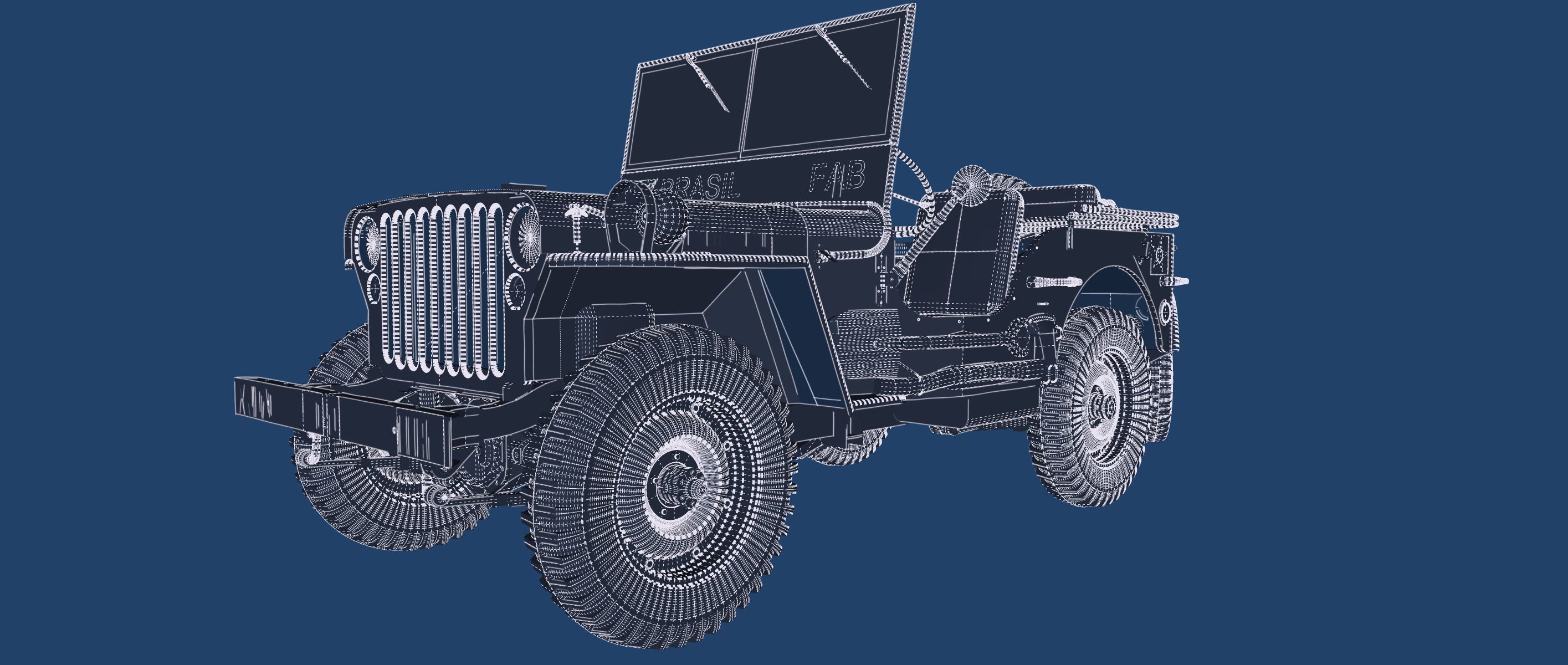 WW2 jeep with trailer 3D model_49