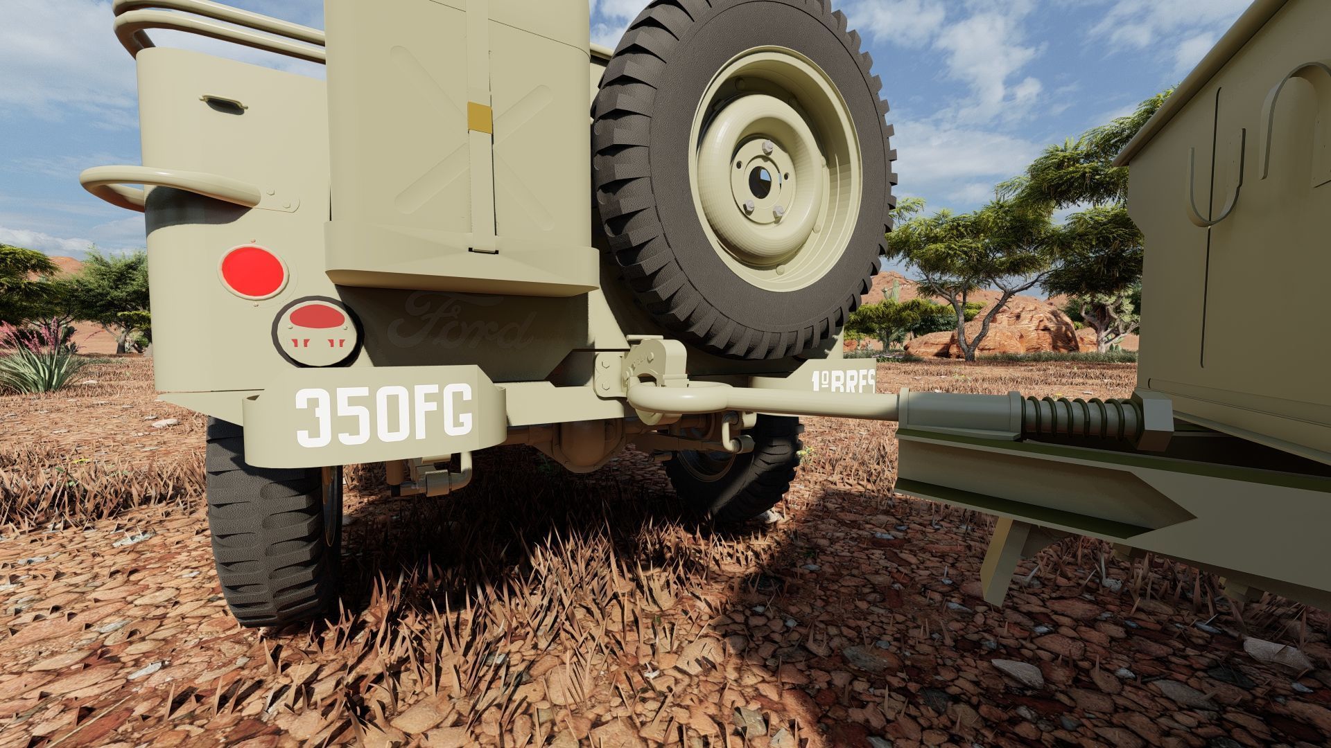 WW2 jeep with trailer 3D model_32