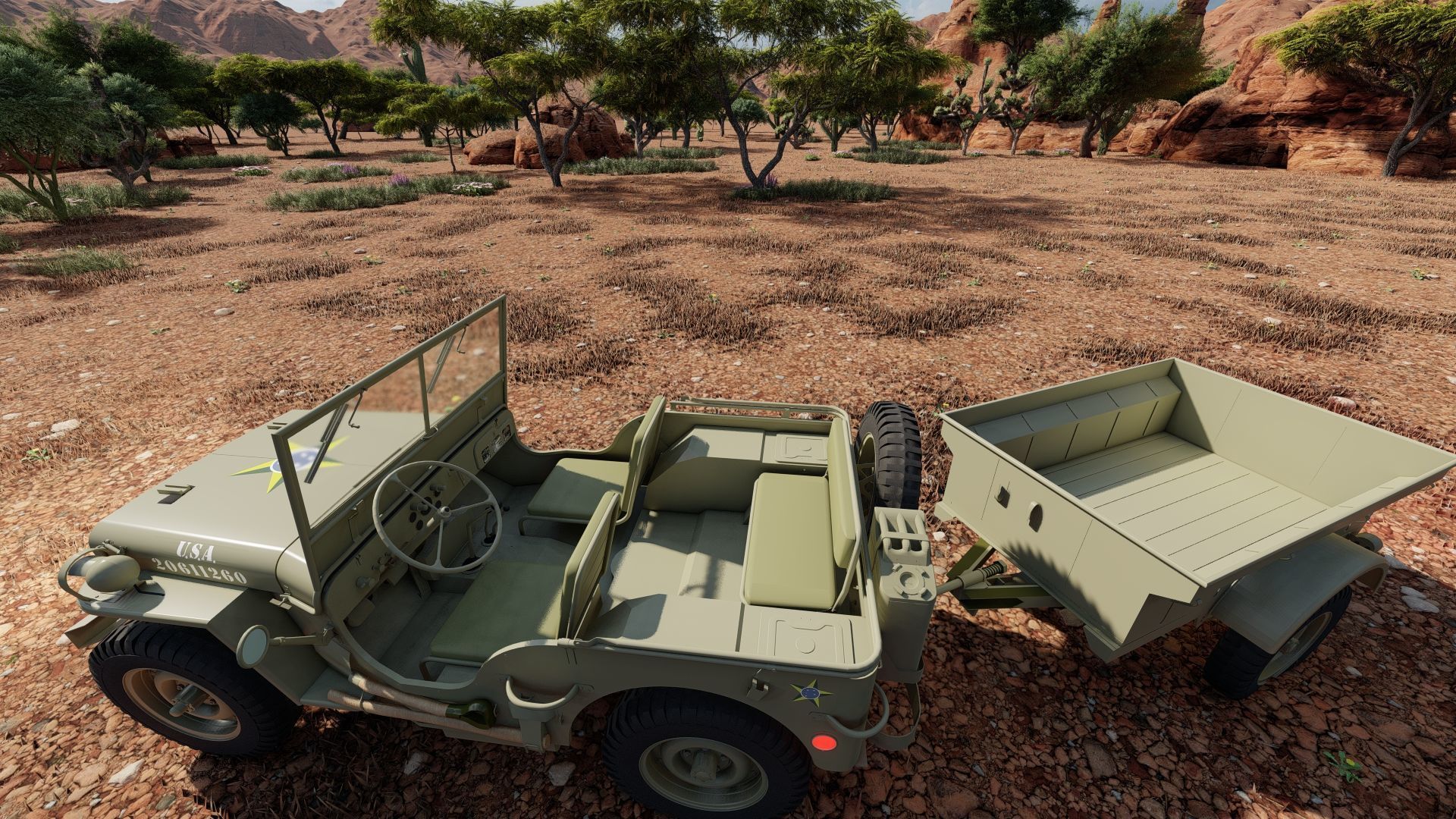 WW2 jeep with trailer 3D model_35