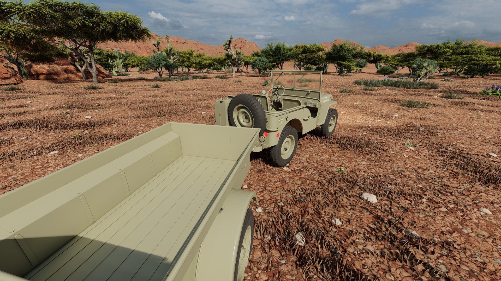 WW2 jeep with trailer 3D model_29
