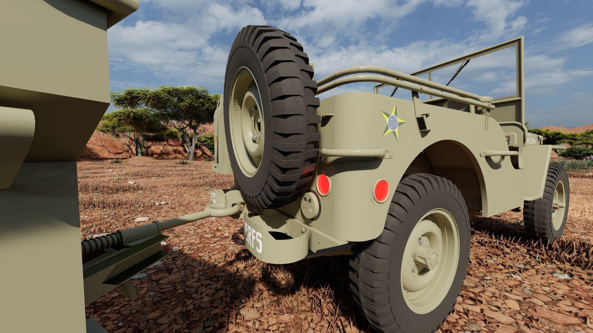 WW2 jeep with trailer 3D model_27
