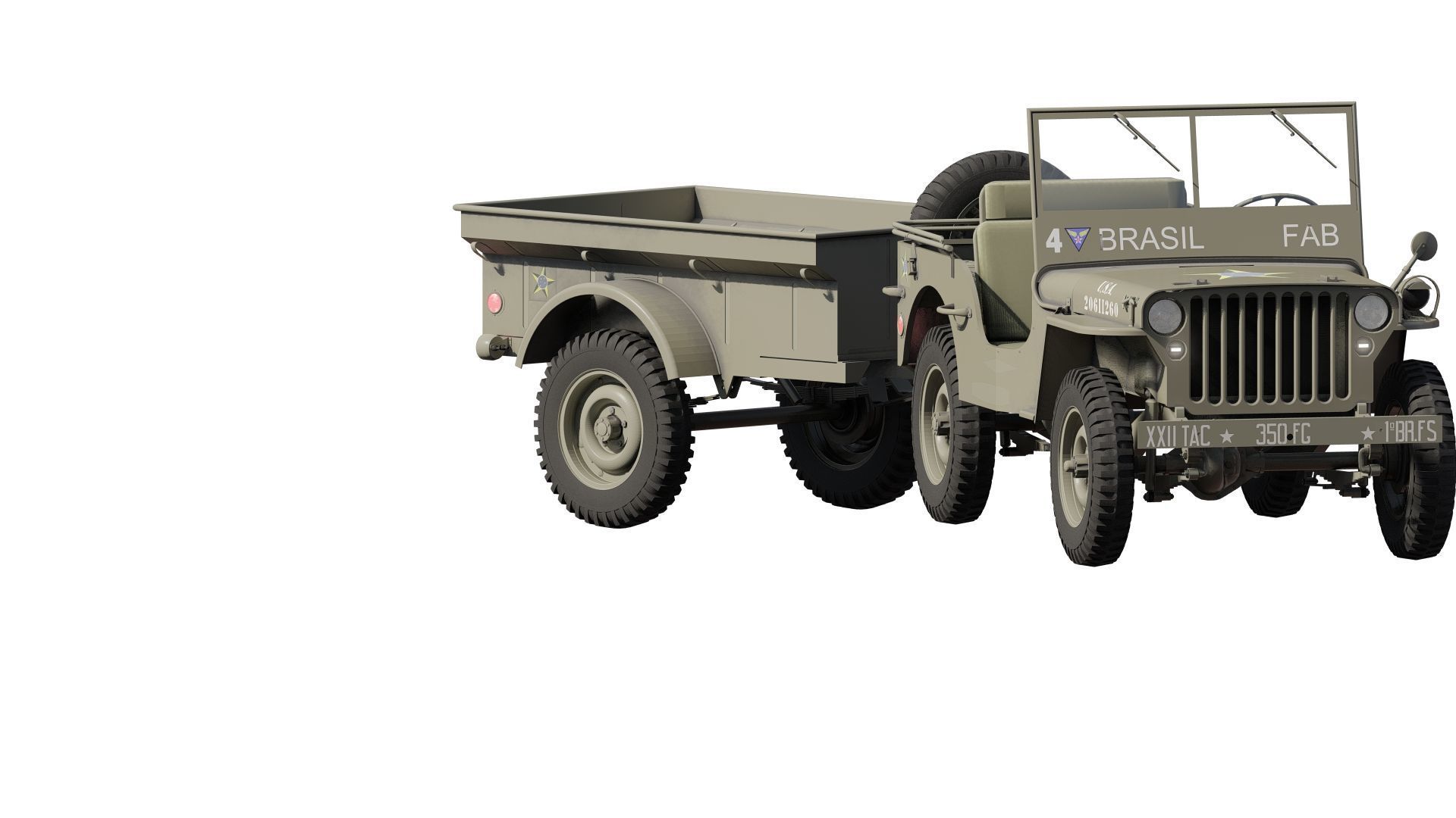WW2 jeep with trailer 3D model_21