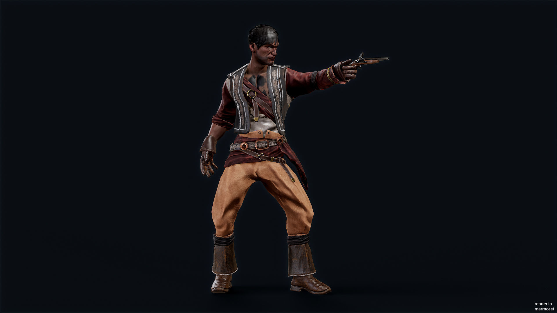 PIRATE 8R Low-poly 3D model_4